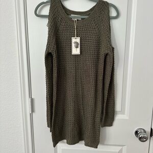 No Comment Off-the-Shoulder Tunic Sweater